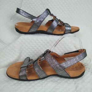 Vionics Women's Amber Slingback Sandals in Black Metallic Size 10